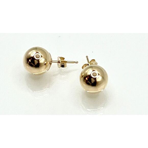 10k Gold Polished 8mm Ball Post Earrings, New - Picture 4 of 6